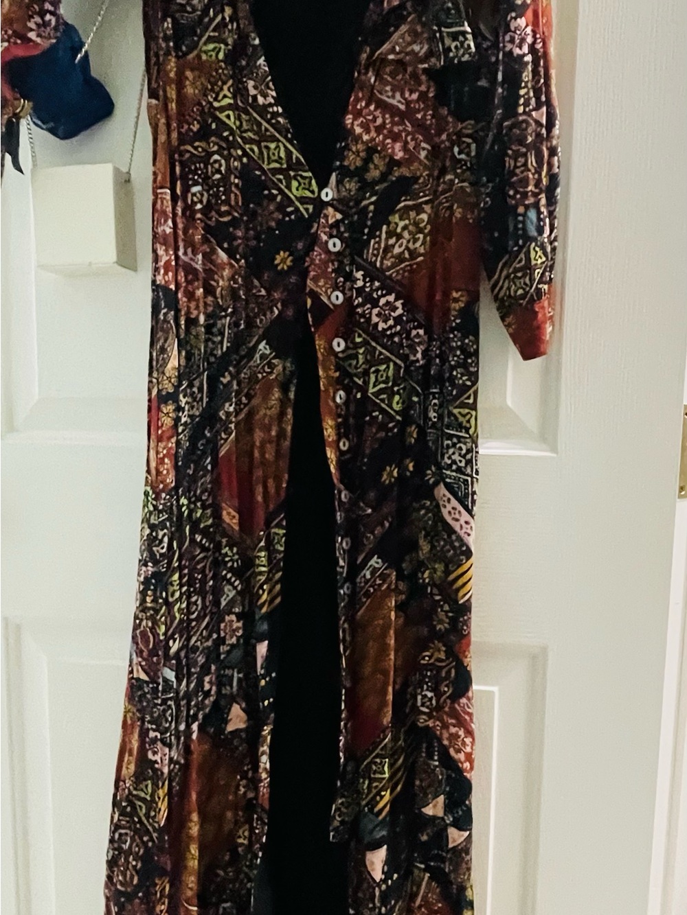 Free People Patchwork Print Maxi Dress in Rust and Black